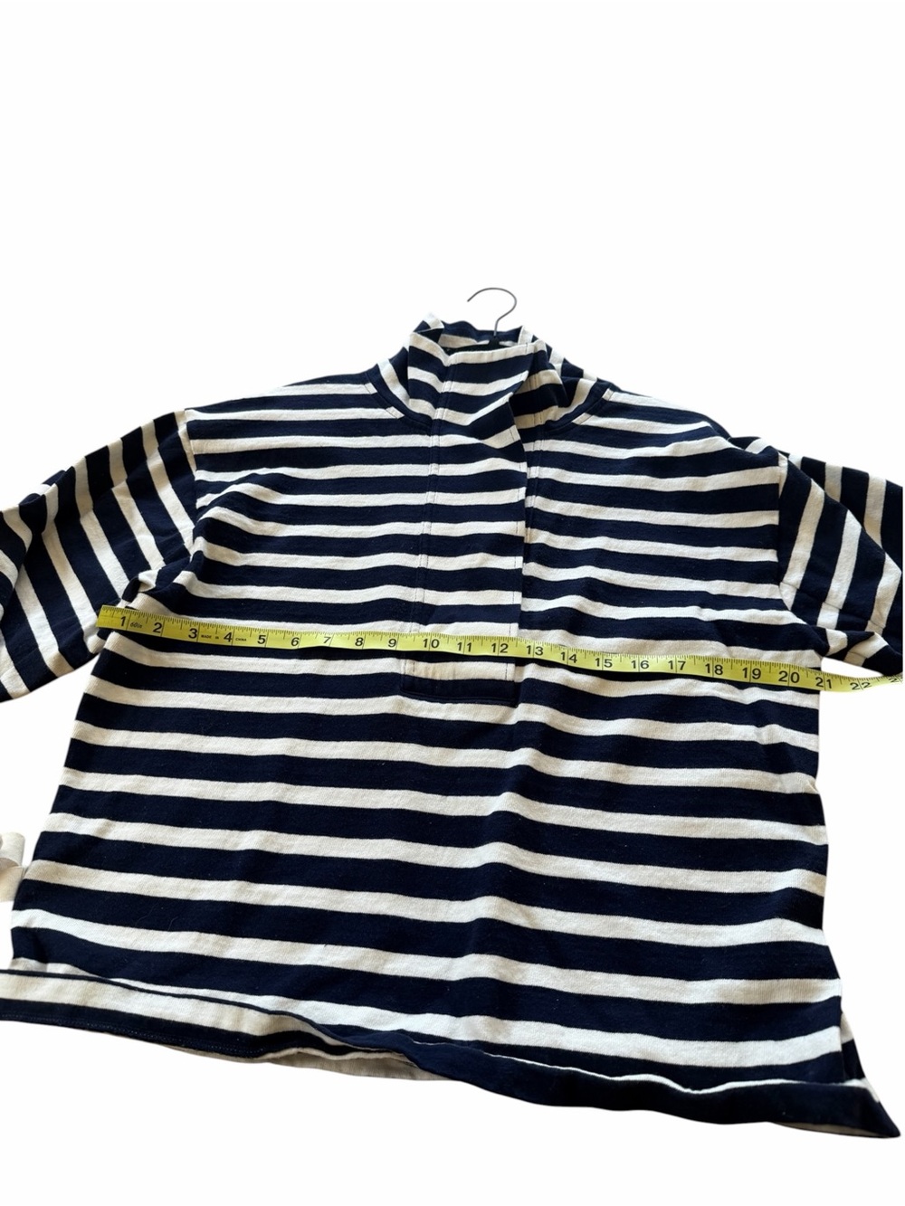 J. Crew Navy and White Striped snap-neck knit popover - Picture 10 of 13